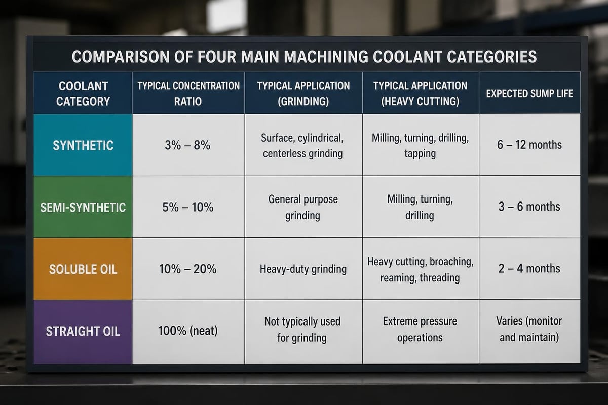 Coolant type comparison