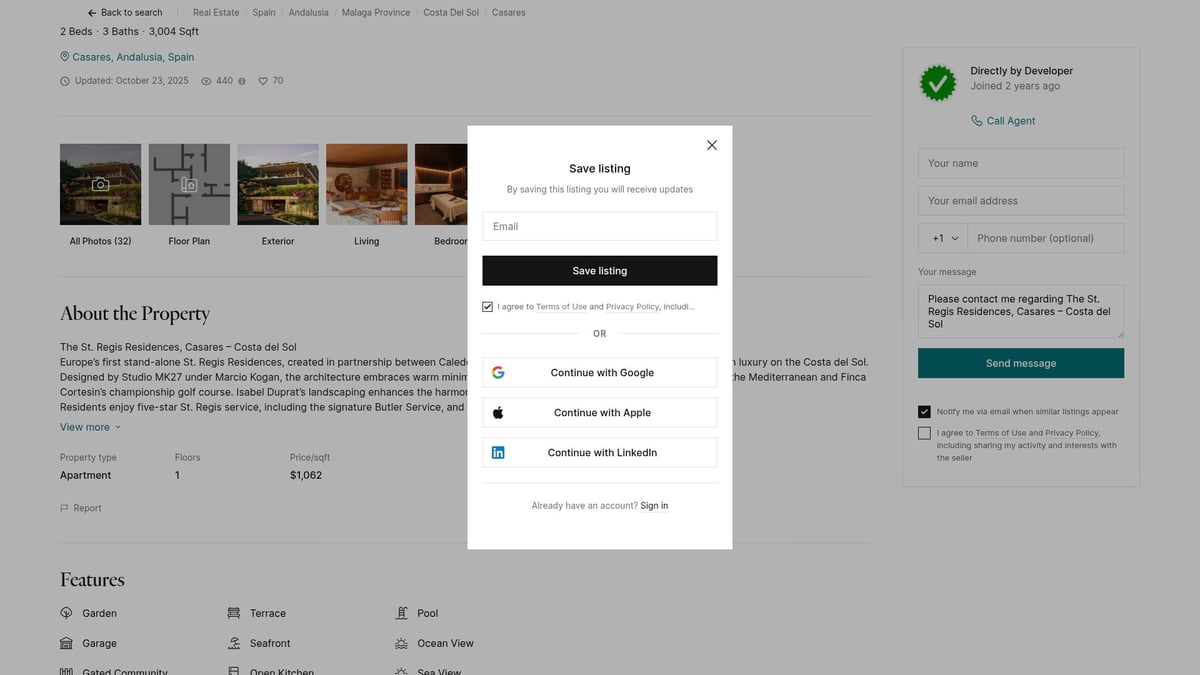 7 Best Luxury Apartments Spain Has to Offer in 2026 - The St. Regis Residences, Casares – Costa del Sol