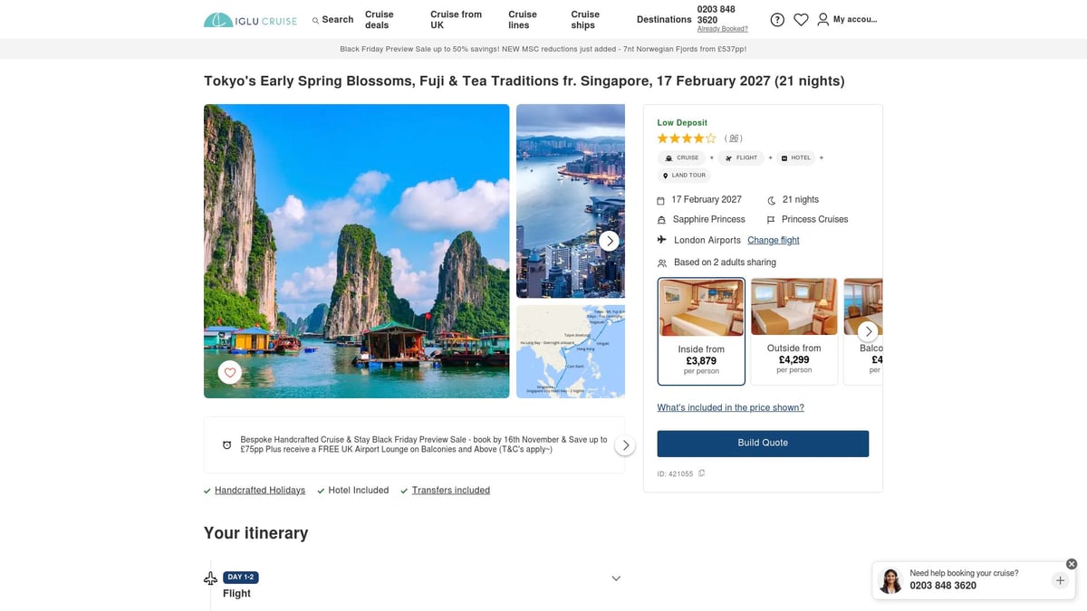 Top 7 Best Japan Cruises to Experience in 2025 - Princess Cruises Sapphire: Spring Blossoms & Traditions from Singapore