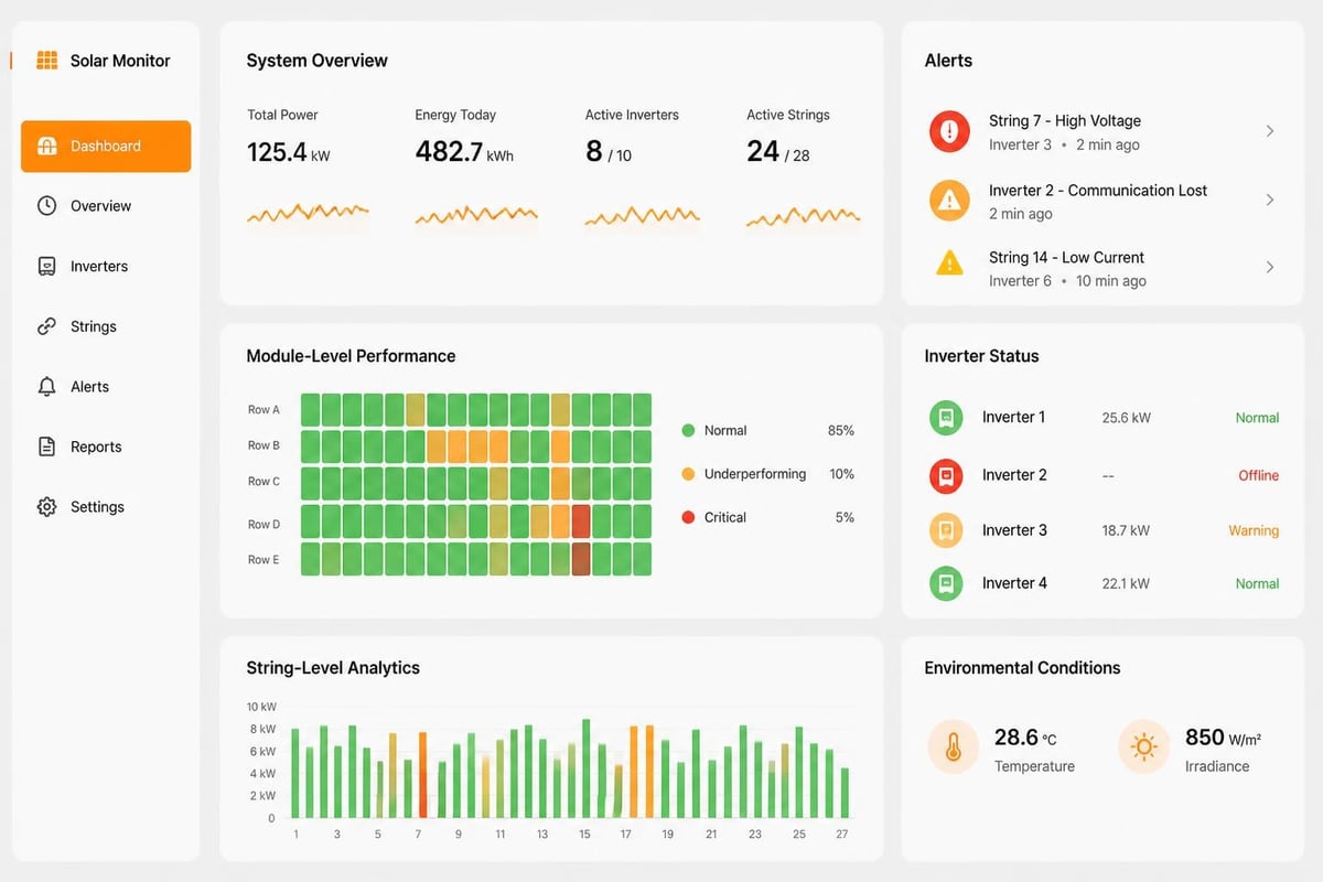 Solar monitoring dashboard features