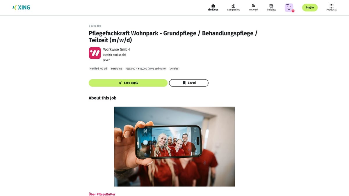 7 Top Pflegefachkraft Stellenangebote 2025 im Überblick - Pflegefachkraft Wohnpark – Workwise GmbH, Jever