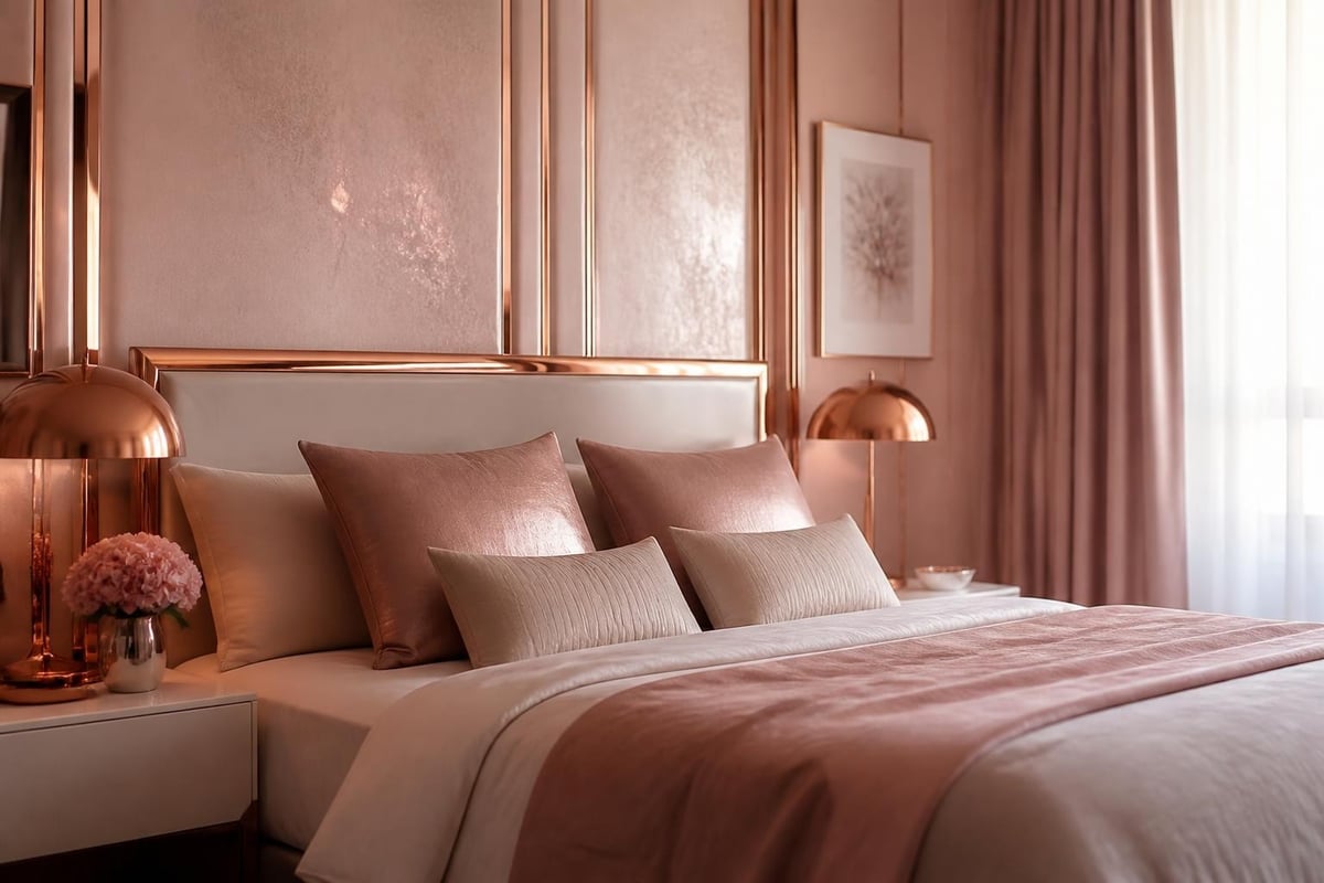 Rose gold colour psychology in bedrooms