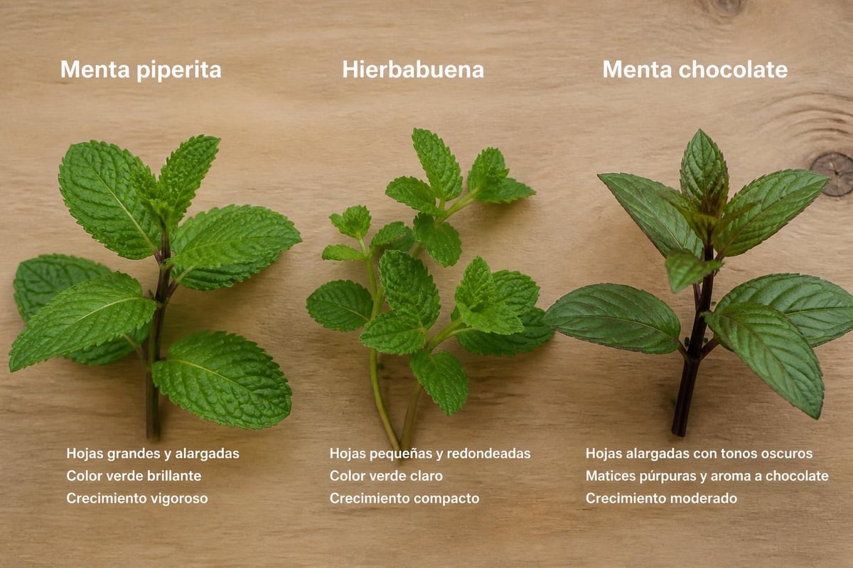 Variedades de menta en jardín sostenible