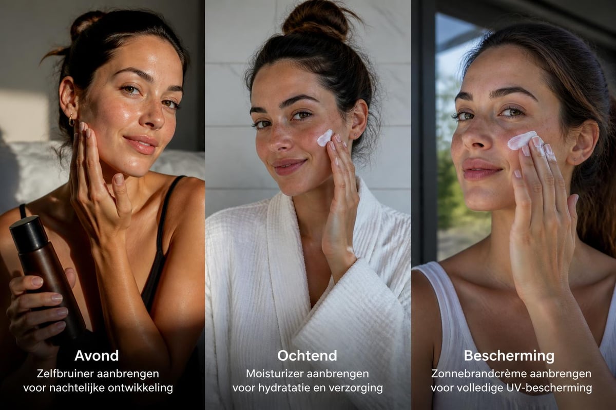 Applying self-tanner and sunscreen