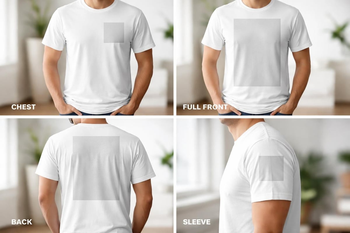 T-shirt design placement zones