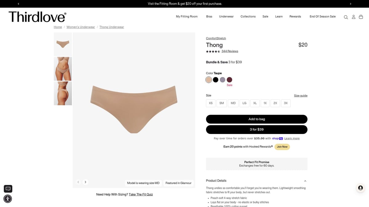 Top 7 Moisture Wicking Underwear Picks for 2026 Comfort - ThirdLove ComfortStretch Thong