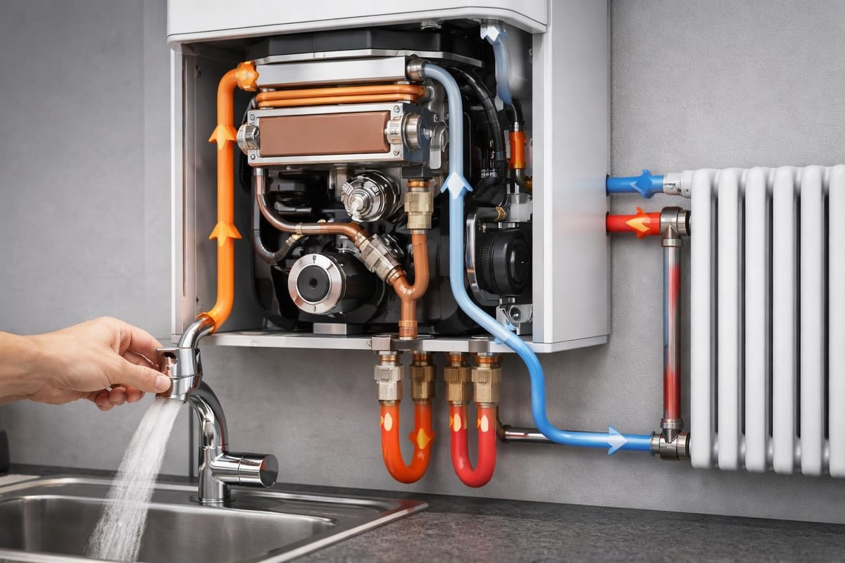 Combi boiler operation diagram