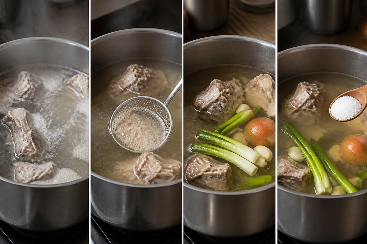 Proses merebus kuah bakso