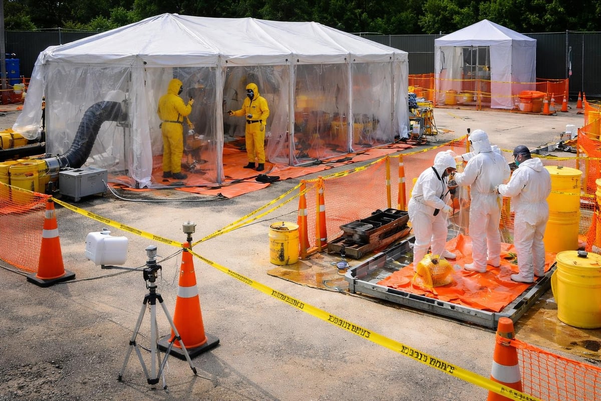Asbestos air monitoring protection zones