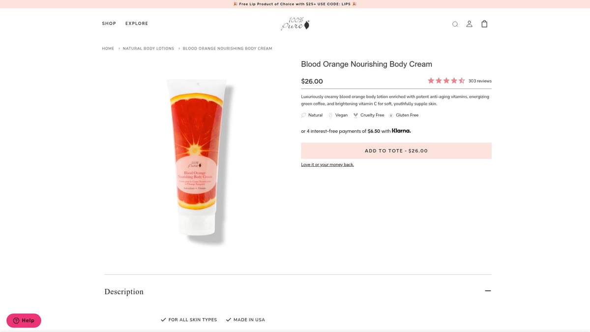 7 Best Natural Body Cream Picks for Nourished Skin in 2026 - 100% Pure Blood Orange Nourishing Body Cream