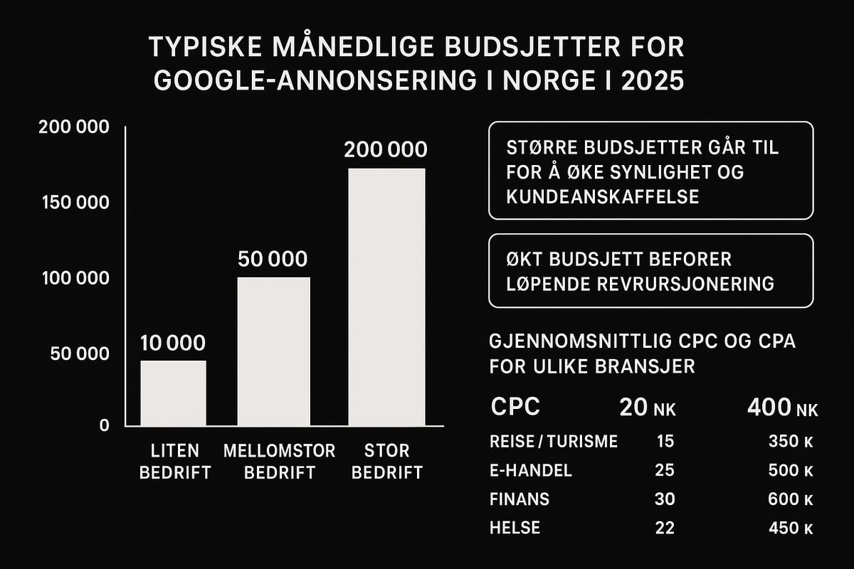 Typiske budsjetter og priseksempler for norske bedrifter