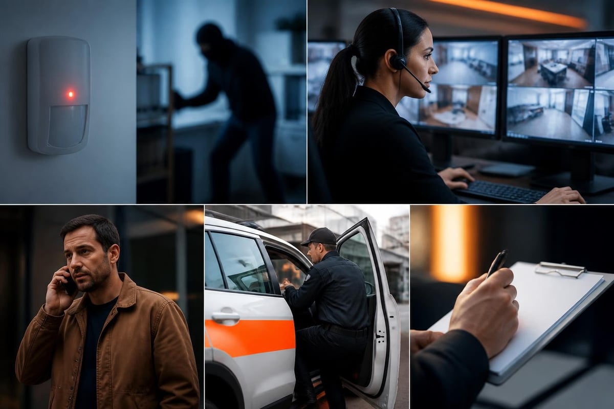Burglar alarm monitoring workflow