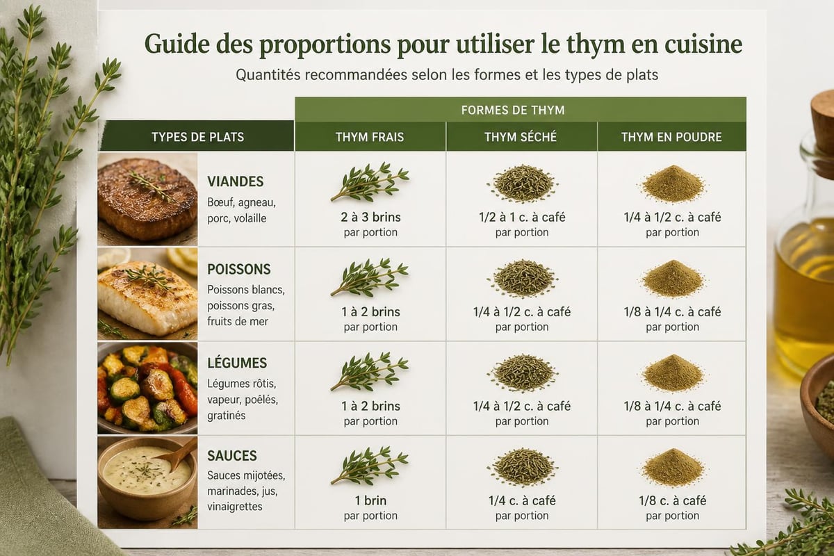 Dosages culinaires du thym