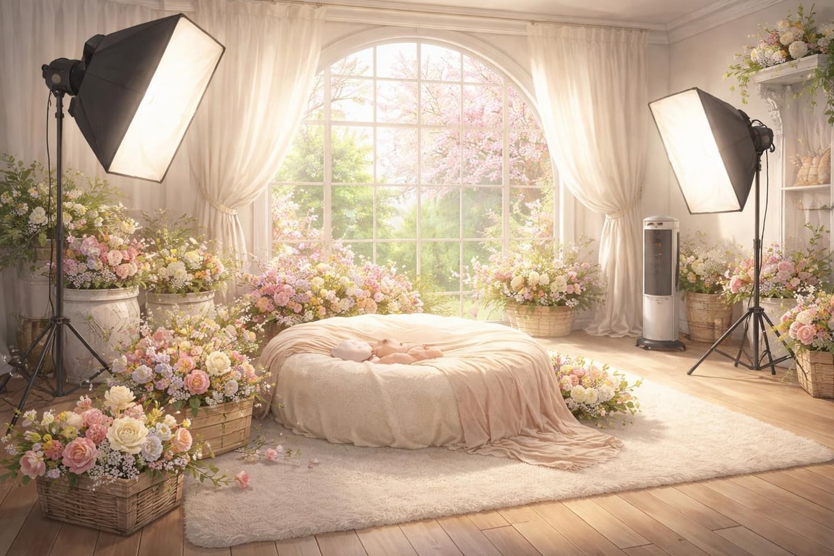 Spring newborn session setup