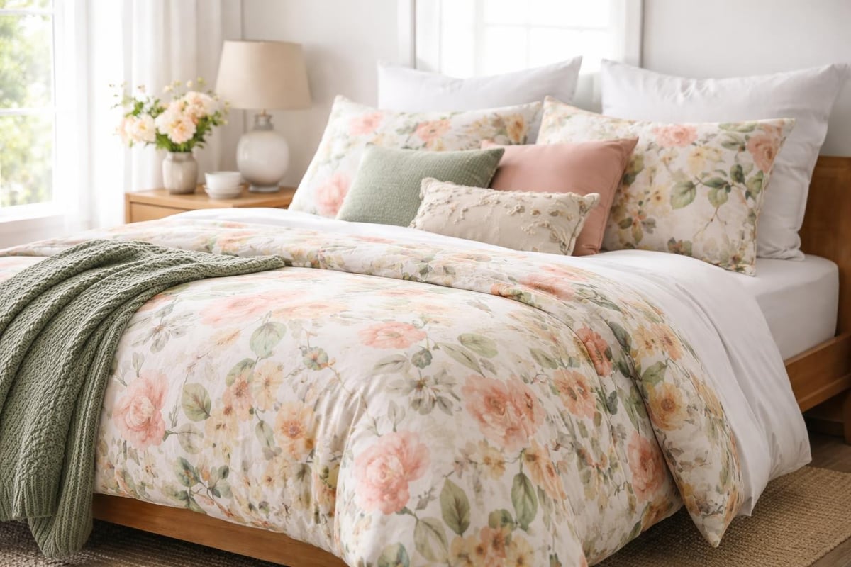 Floral bedding layering technique
