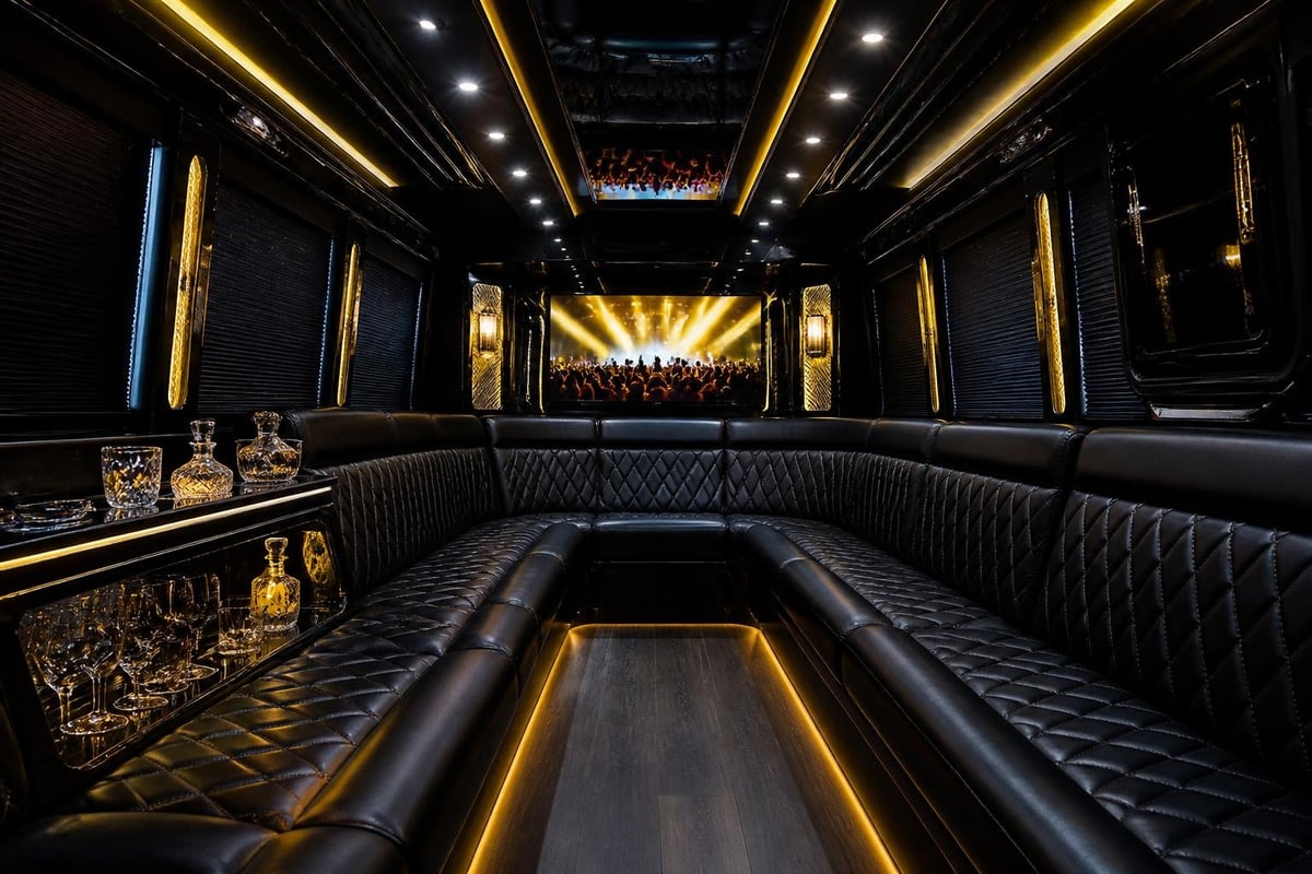 Party bus interior amenities