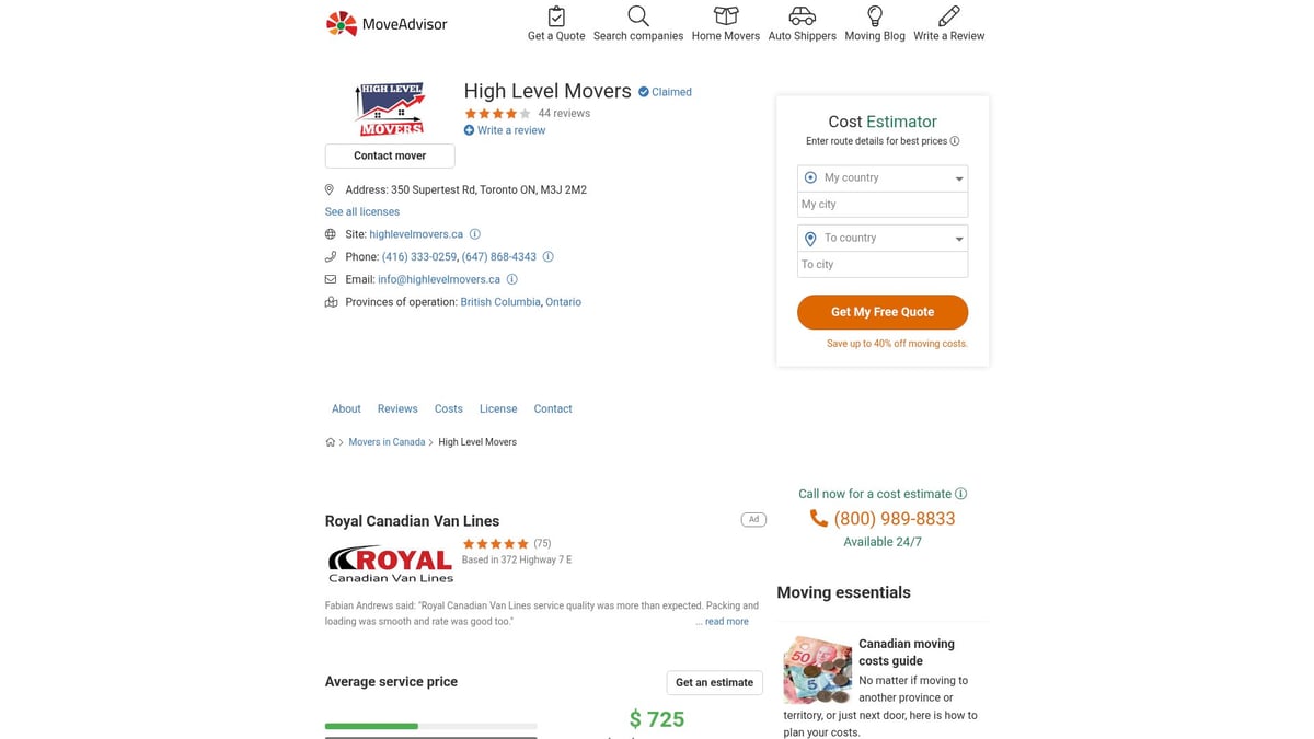 Top 7 Moving Companies Ajax Homeowners Recommend in 2025 - High Level Movers