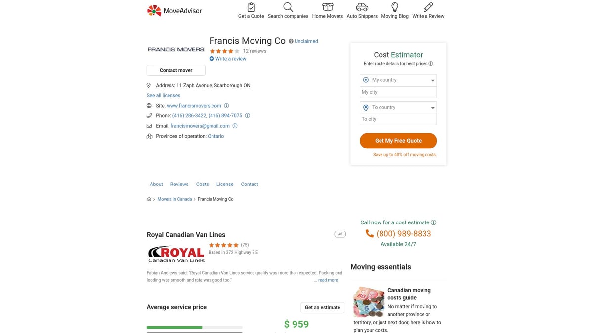 Top 7 Moving Companies Ajax Homeowners Recommend in 2025 - Francis Moving Co