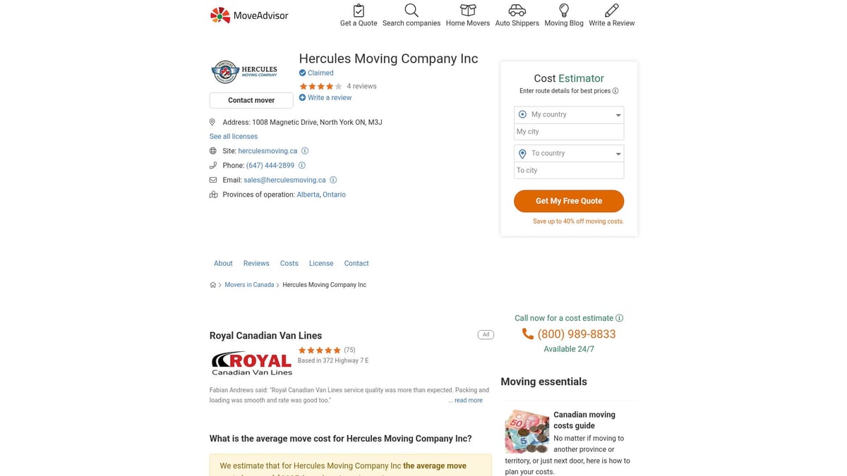 Top 7 Moving Companies Ajax Homeowners Recommend in 2025 - Hercules Moving Company Inc