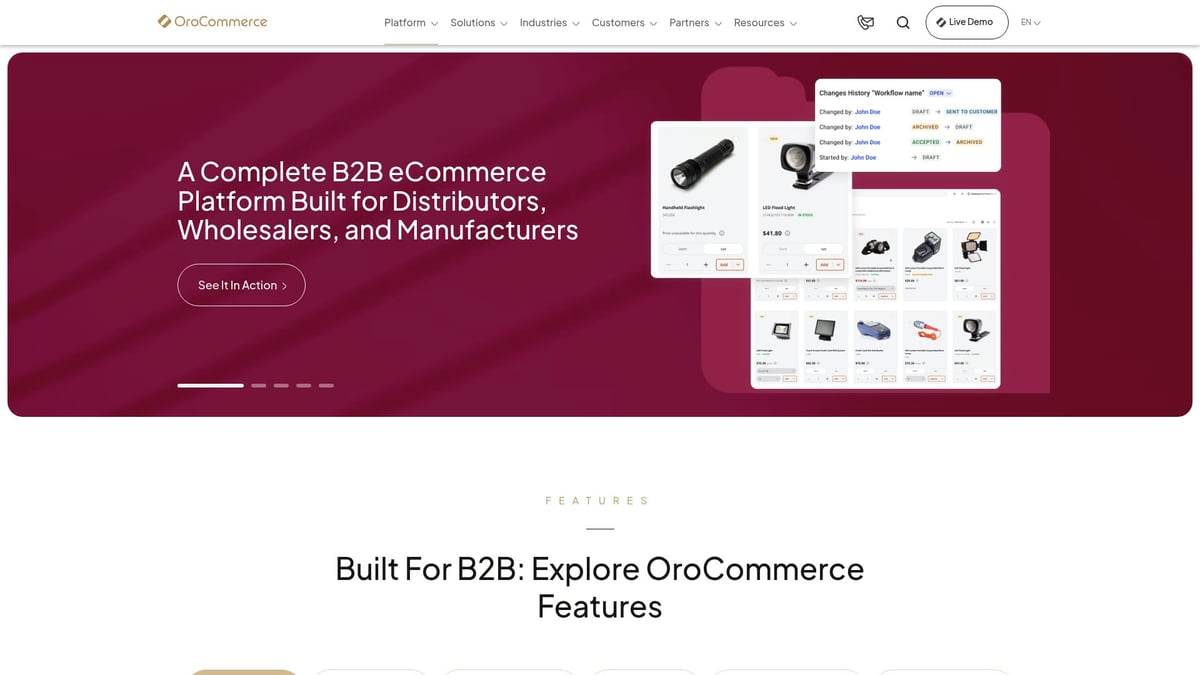 7 Smartaste Val för B2B Platform Shopify 2026 - OroCommerce