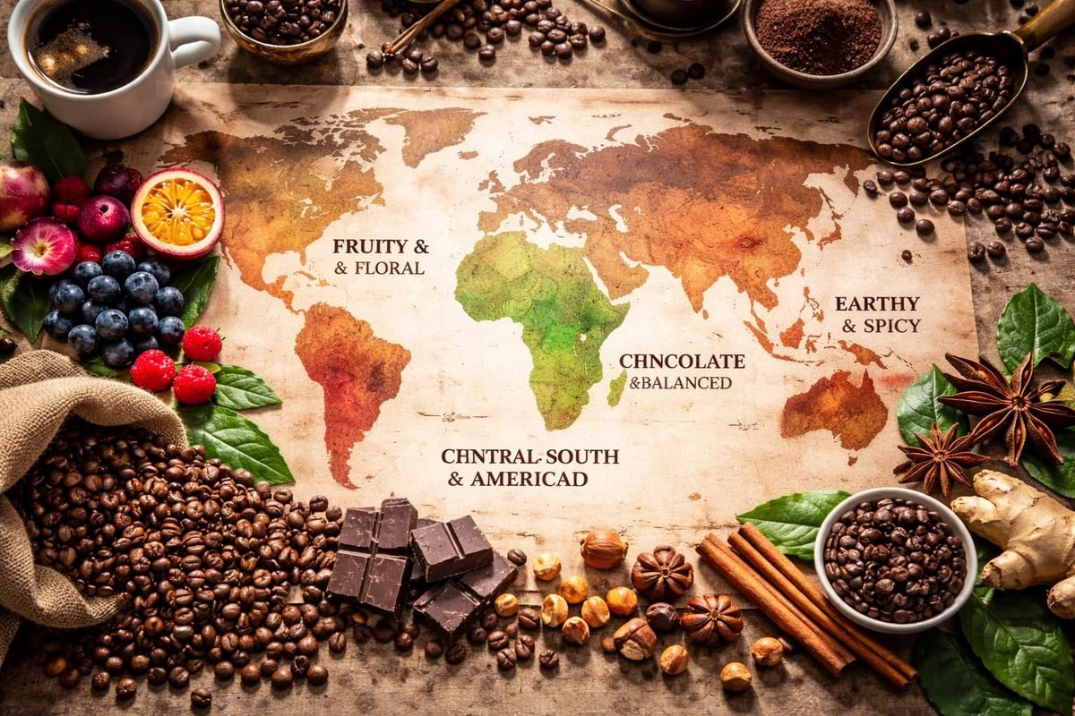 Coffee origin flavor map