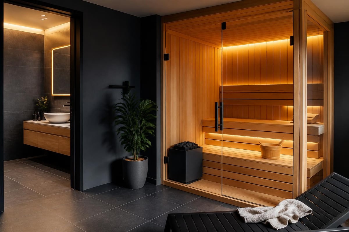 Sauna installation in home wellness space