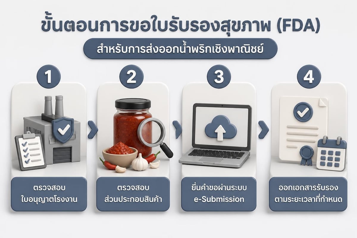 FDA health certificate application process for exporting Thai chili paste