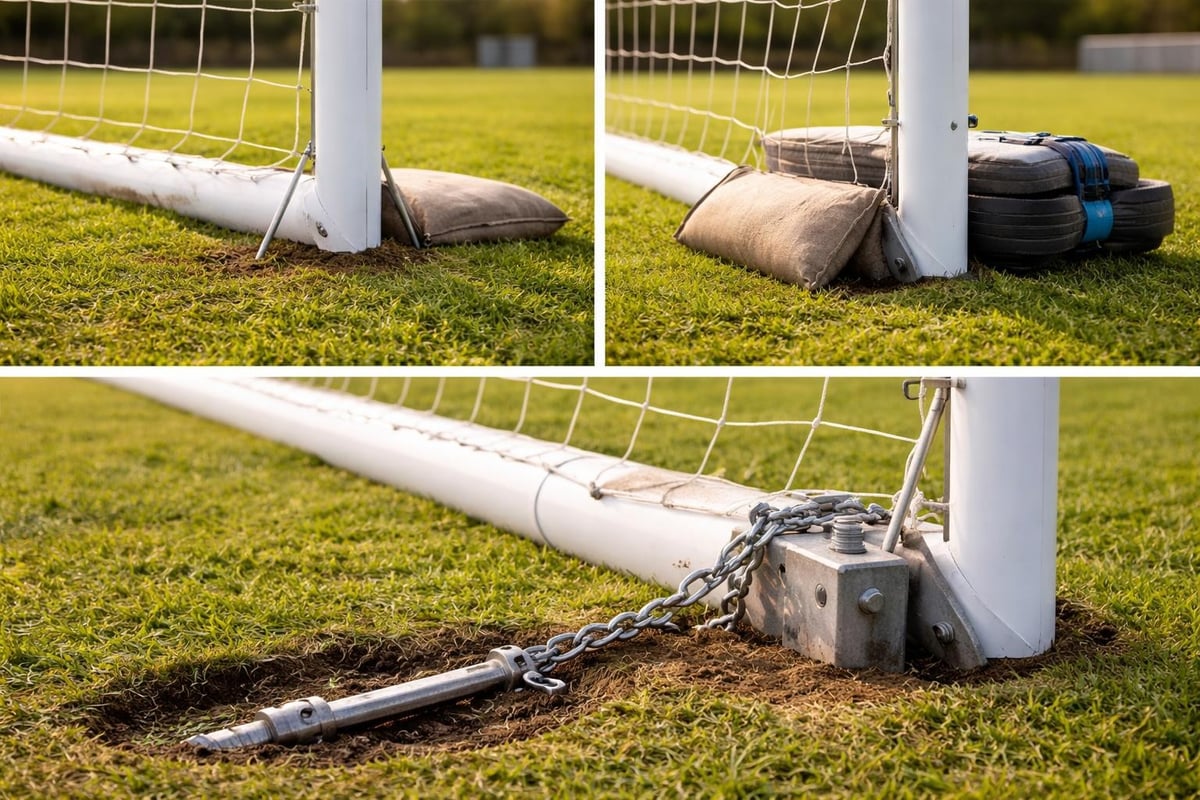 Soccer goal safety anchoring