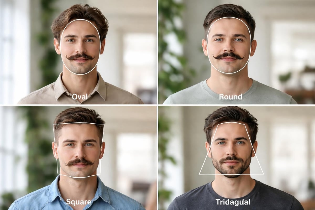 Face shapes and mustache matching