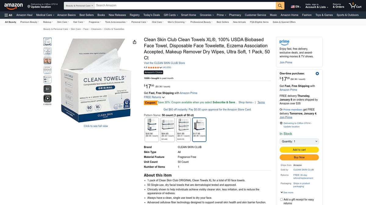 Top 10 Personal Care Products to Try in 2026 - Clean Skin Club Clean Towels XL® – Biobased Disposable Face Towels