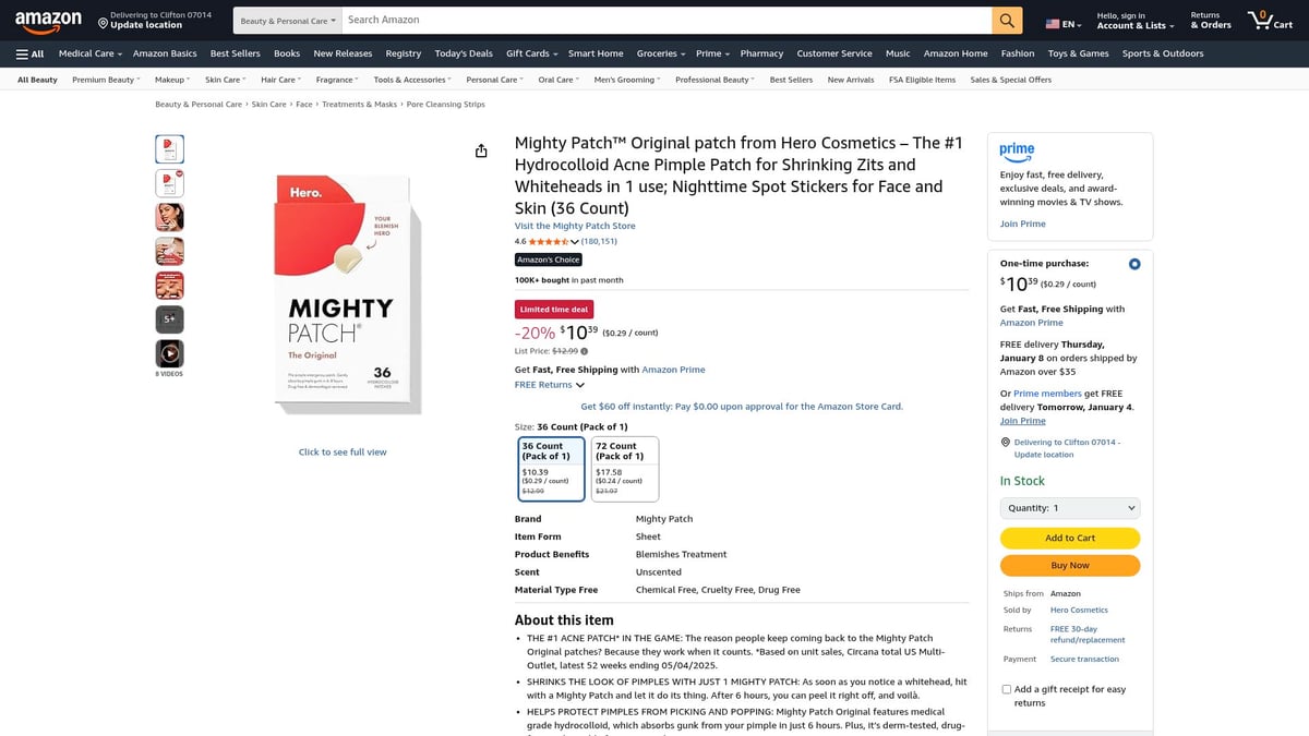 Top 10 Personal Care Products to Try in 2026 - Mighty Patch™ Original – Hydrocolloid Acne Pimple Patch