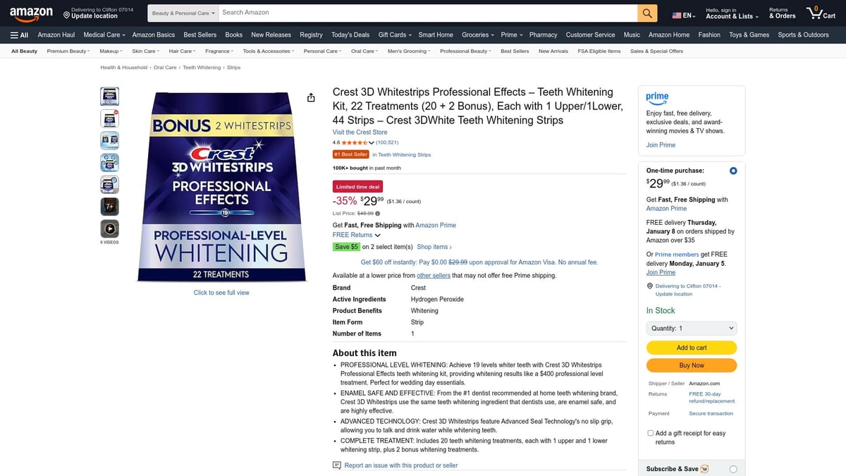 Top 10 Personal Care Products to Try in 2026 - Crest 3D Whitestrips Professional Effects – Teeth Whitening Kit