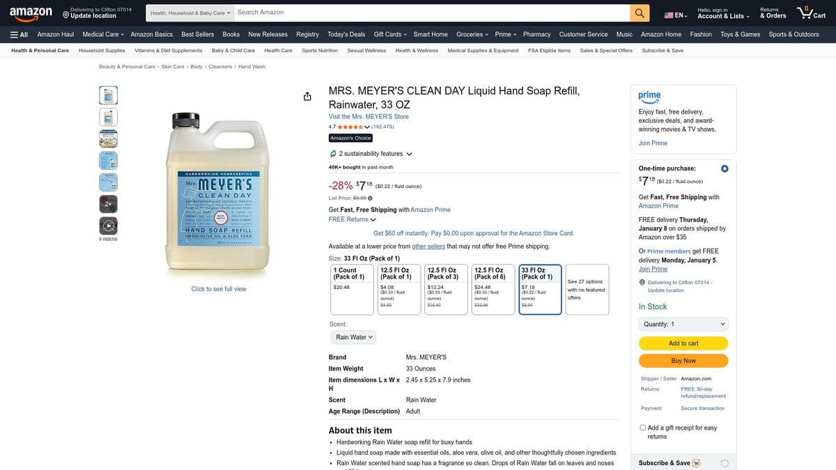 Top 10 Personal Care Products to Try in 2026 - MRS. MEYER'S CLEAN DAY Liquid Hand Soap Refill – Rainwater Scent