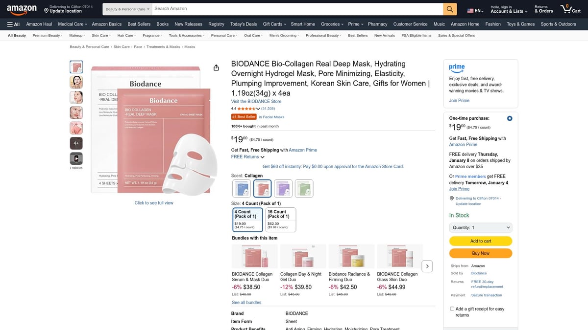 Top 10 Personal Care Products to Try in 2026 - BIODANCE Bio-Collagen Real Deep Mask – Hydrating Overnight Hydrogel Mask
