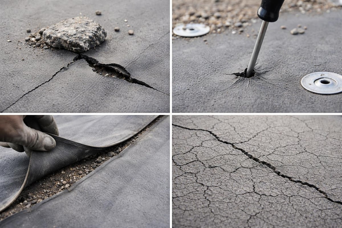 Common rubber roof damage types