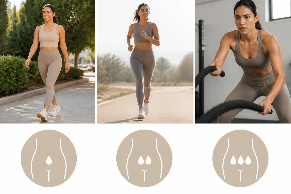 Exercise intensity levels and sweat production