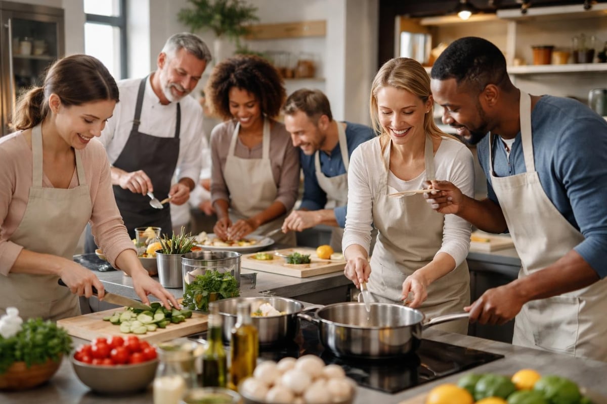 Teamarbeit beim Kochkurs