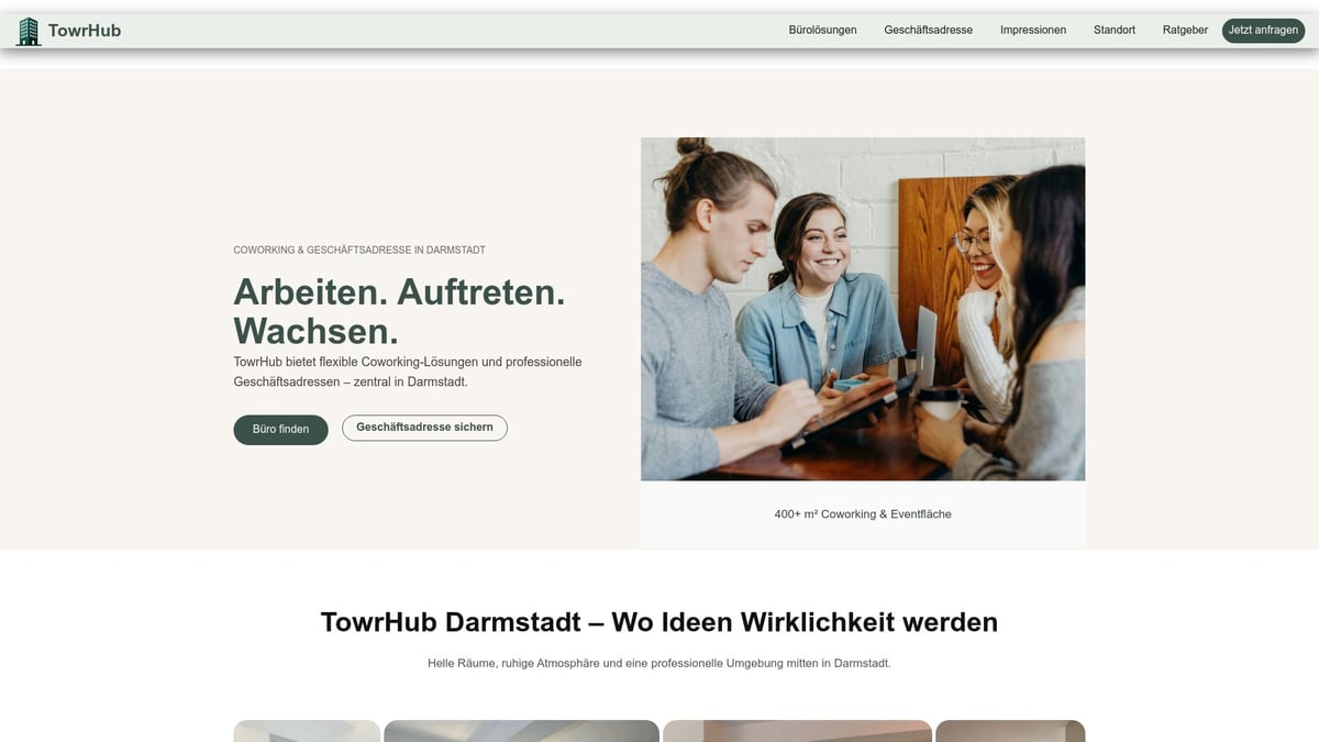 12 Inspirierende Coworking Spaces für 2026 Entdeckt - TowrHub Darmstadt – Flexibles Arbeiten im Herzen der Wissenschaftsstadt