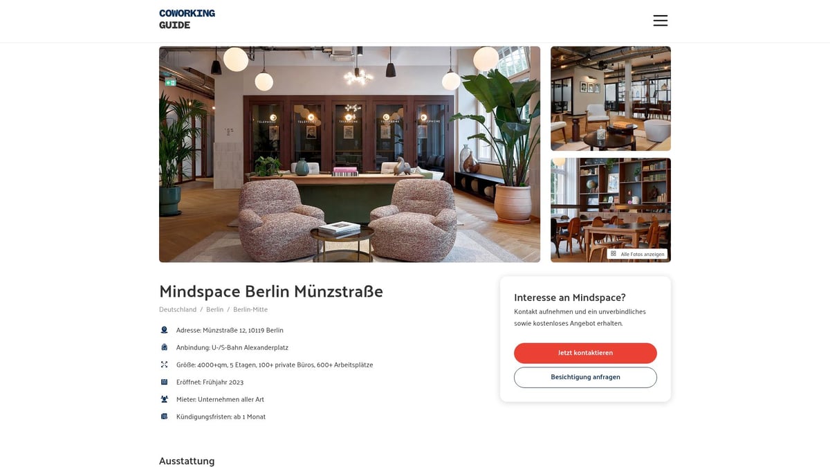 12 Inspirierende Coworking Spaces für 2026 Entdeckt - Mindspace Berlin Münzstraße – Kreativität im urbanen Loft