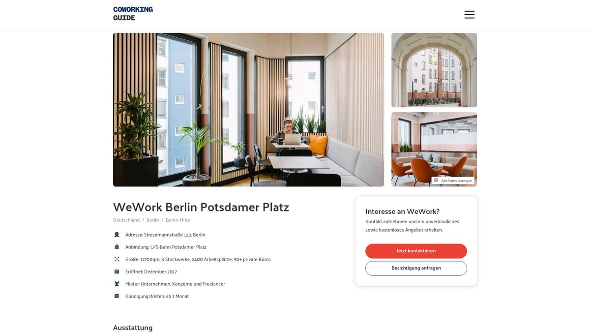 12 Inspirierende Coworking Spaces für 2026 Entdeckt - WeWork Berlin Potsdamer Platz – Internationales Netzwerk & Premium-Komfort