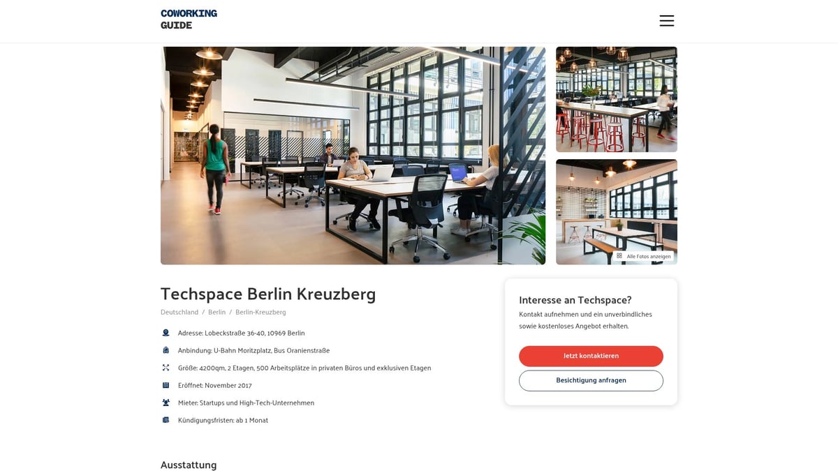 12 Inspirierende Coworking Spaces für 2026 Entdeckt - Techspace Berlin Kreuzberg – Für Tech-Startups & Scale-ups