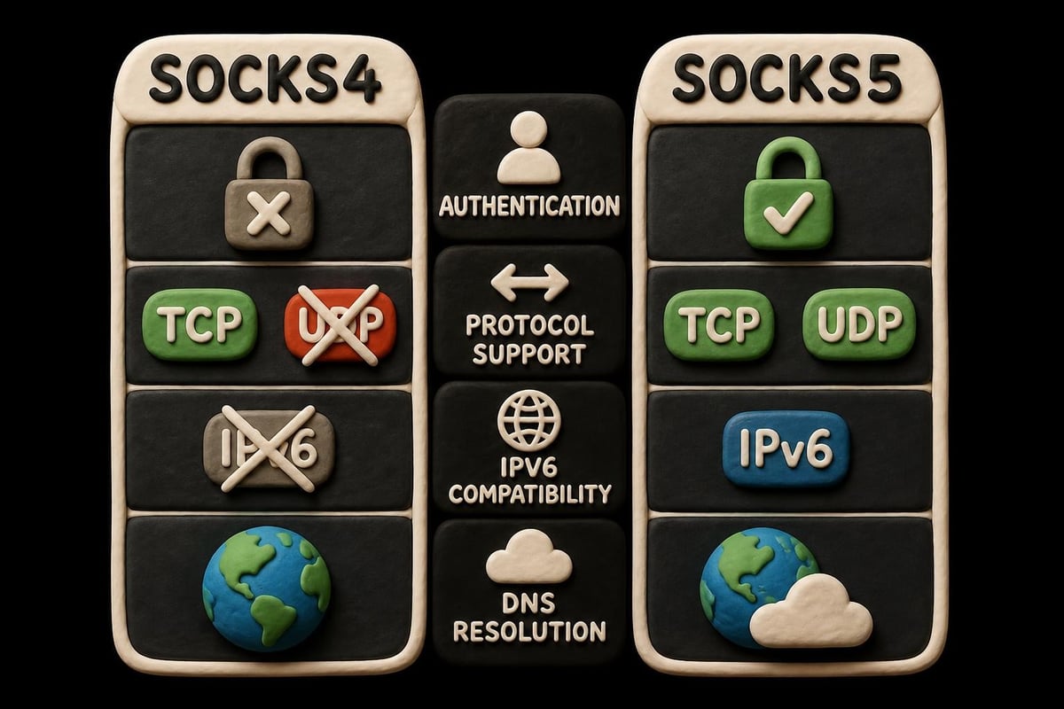SOCKS protocol versions comparison