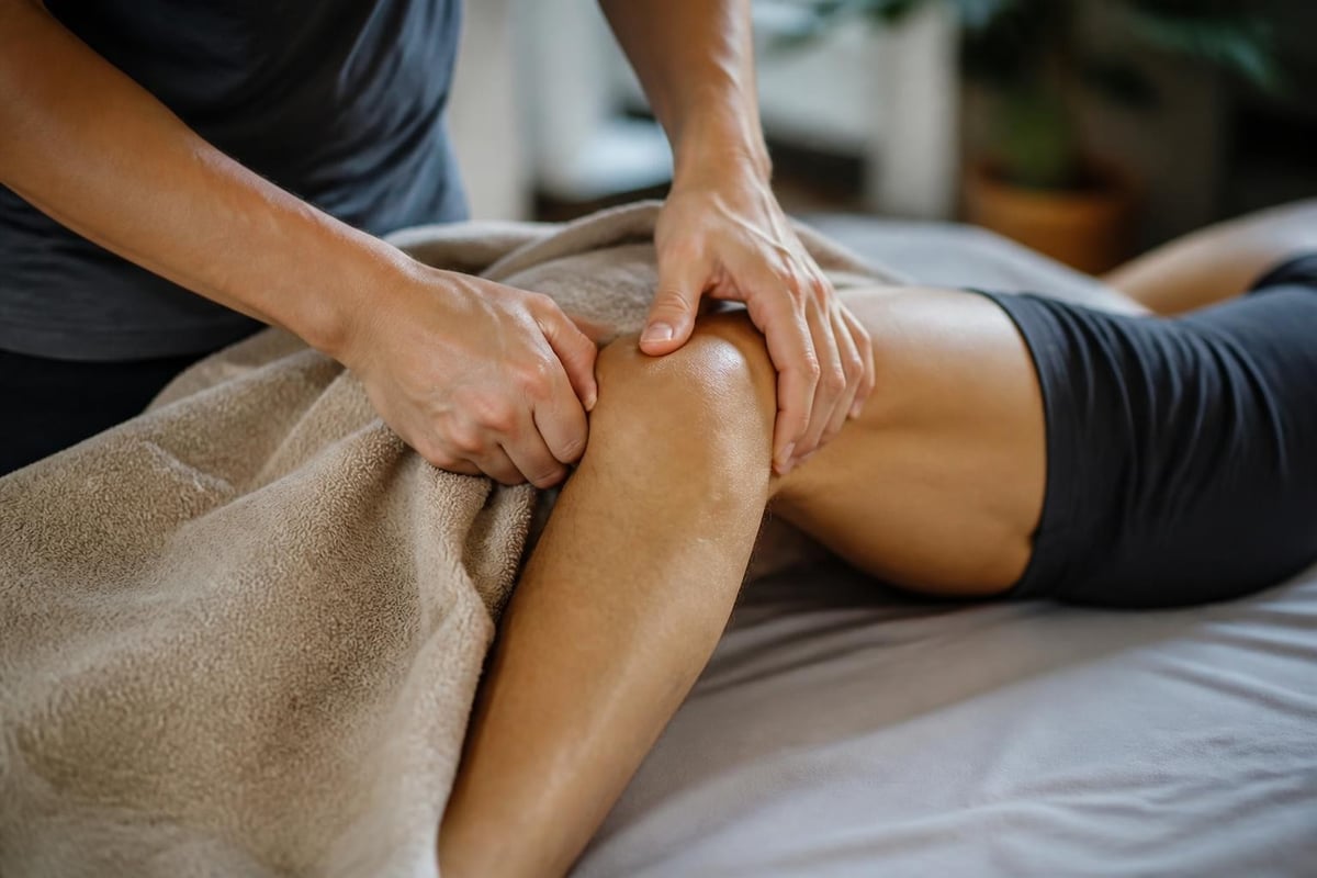 Heat and massage supporting knee comfort