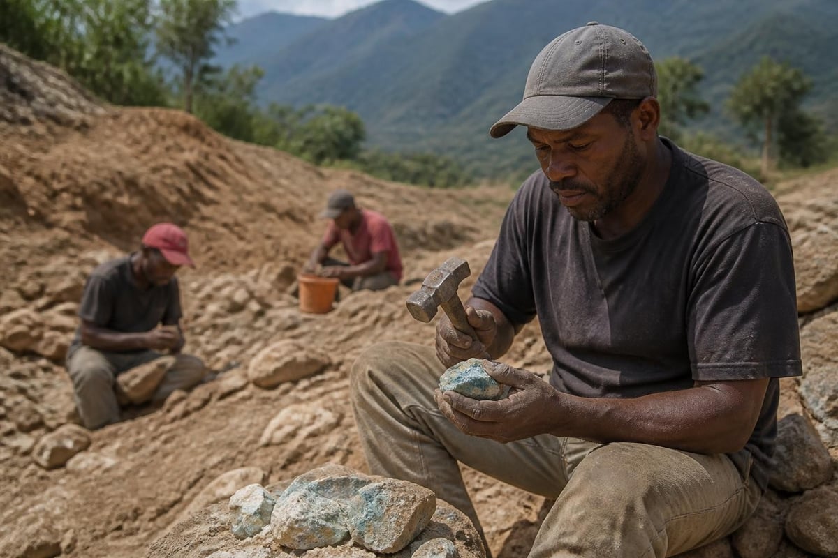 Mining operations for amber and larimar