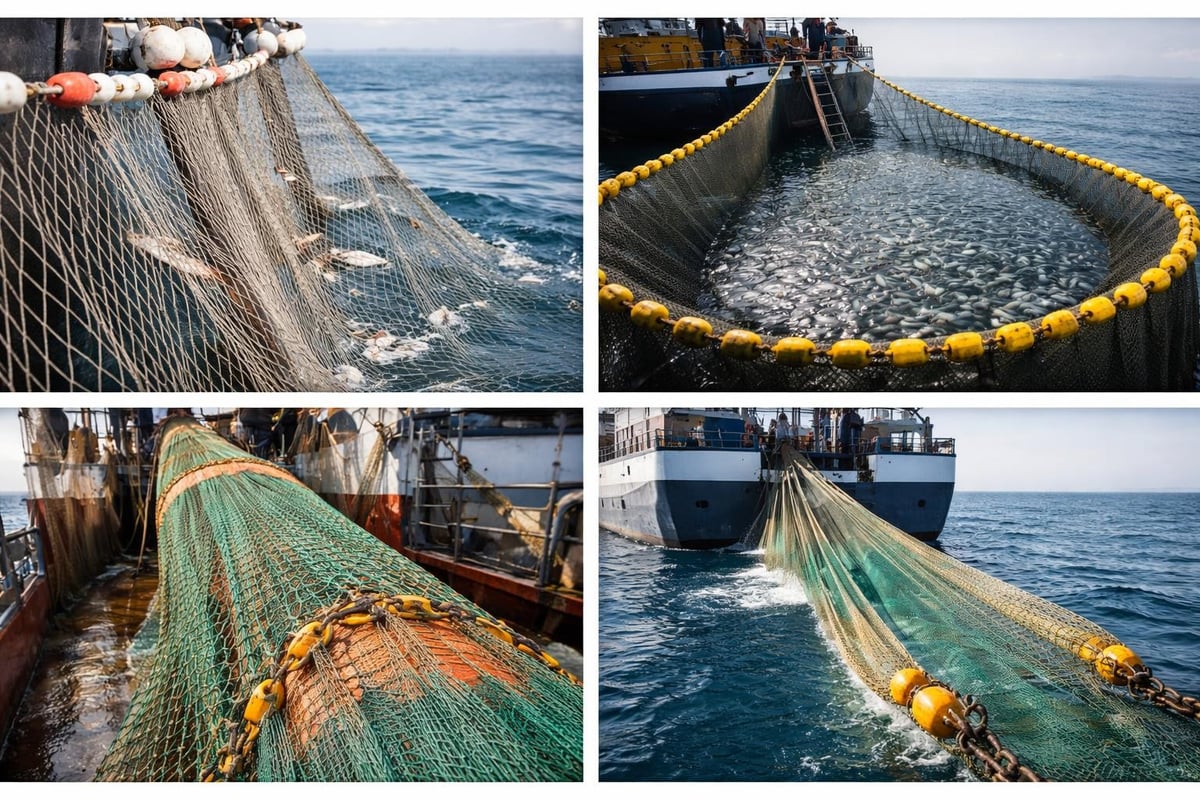 Commercial fishing net types
