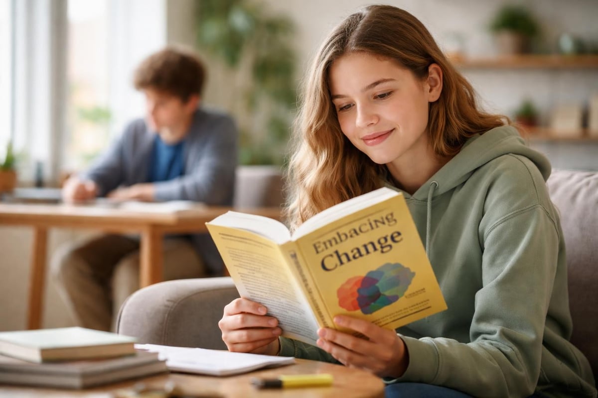 Teen reading to understand personal growth