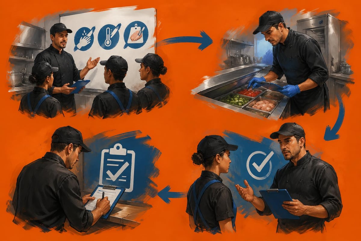 Manager coaching team on safety