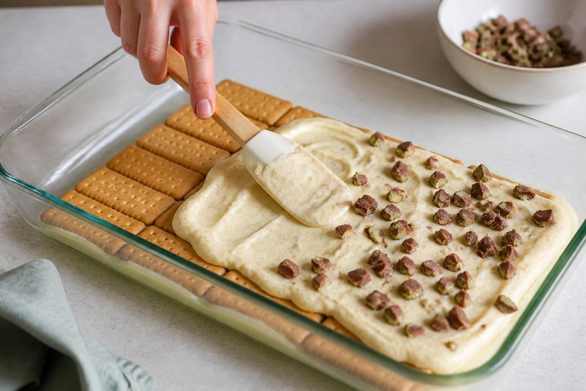 Peppermint crisp tart layering process
