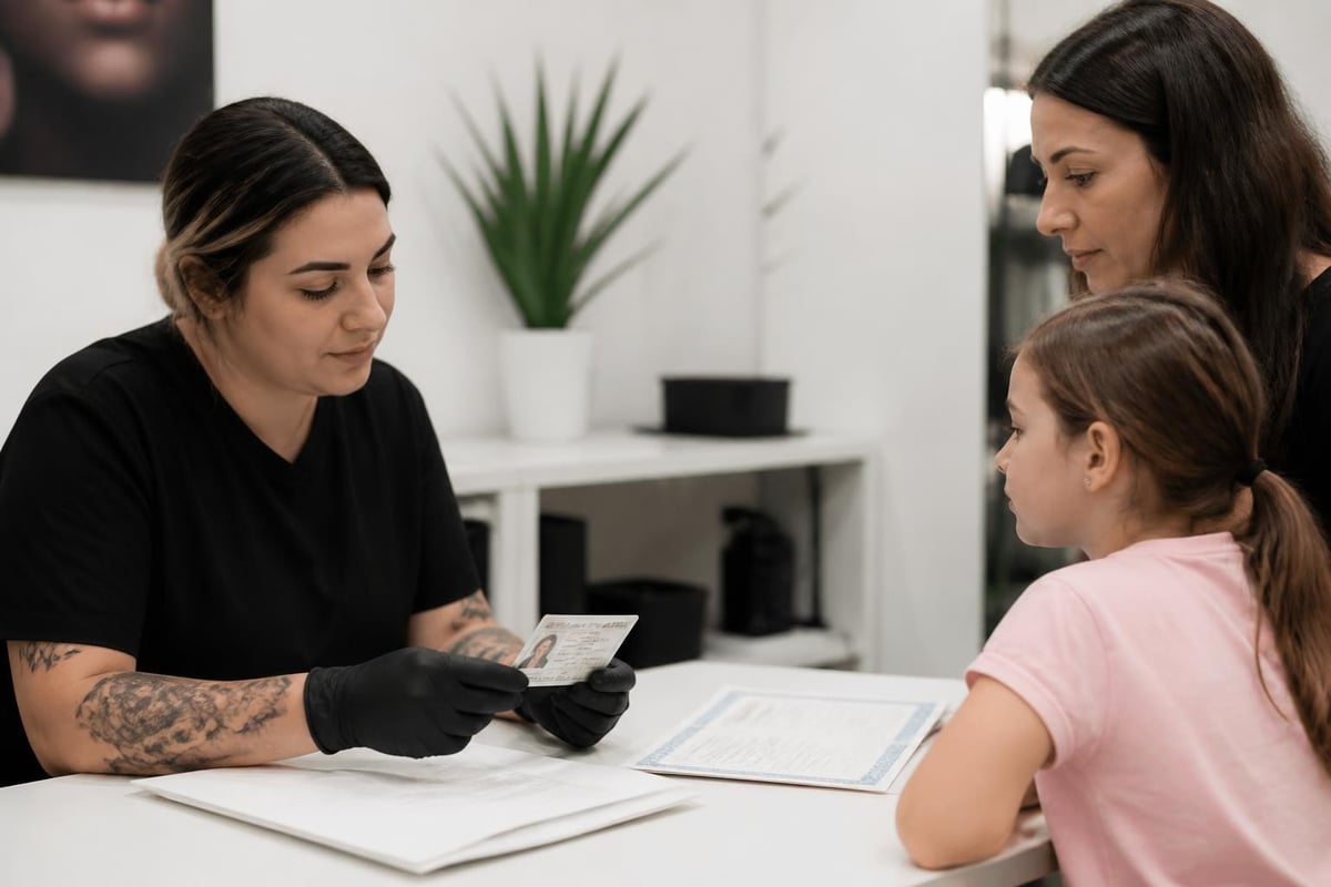 Parent verification process for minor piercings