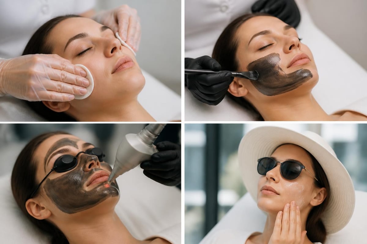Carbon laser facial treatment steps